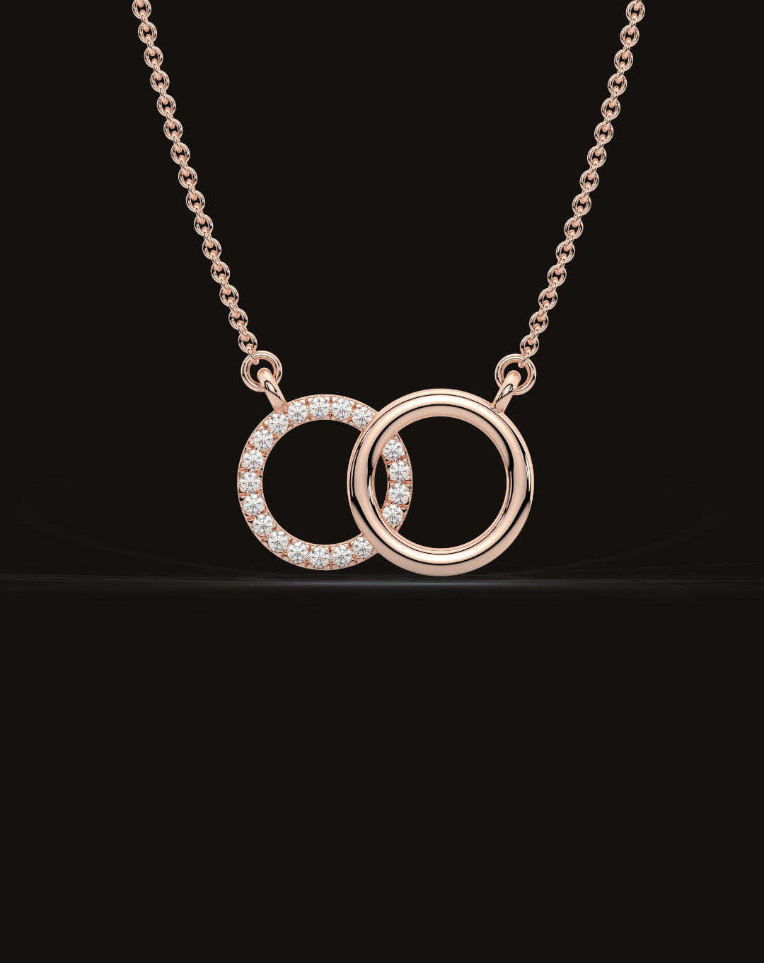 Round Interlocked Gold plated 925 Sterling Silver Necklace