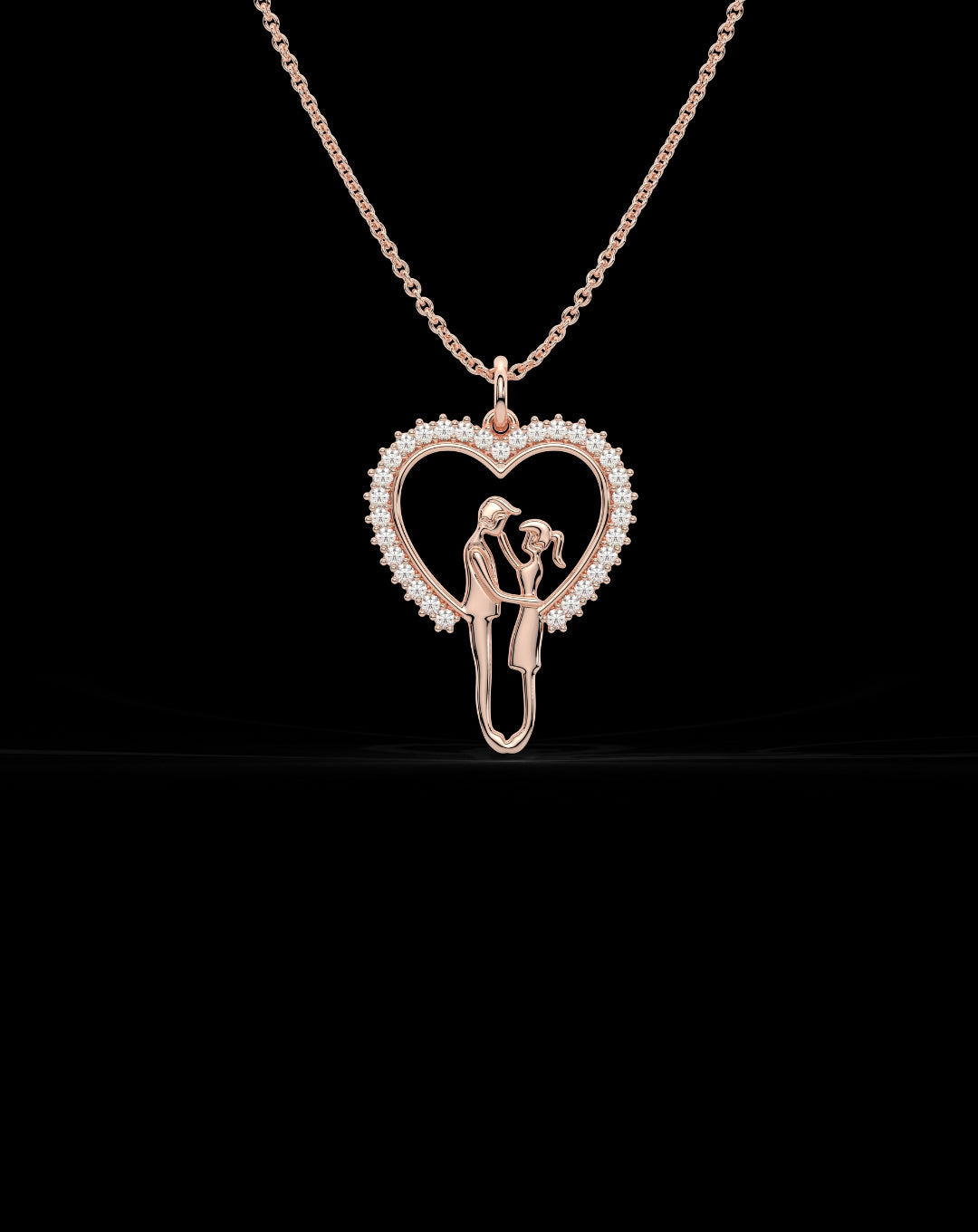 Loving Couple Heart 925 Sterling Silver Necklace