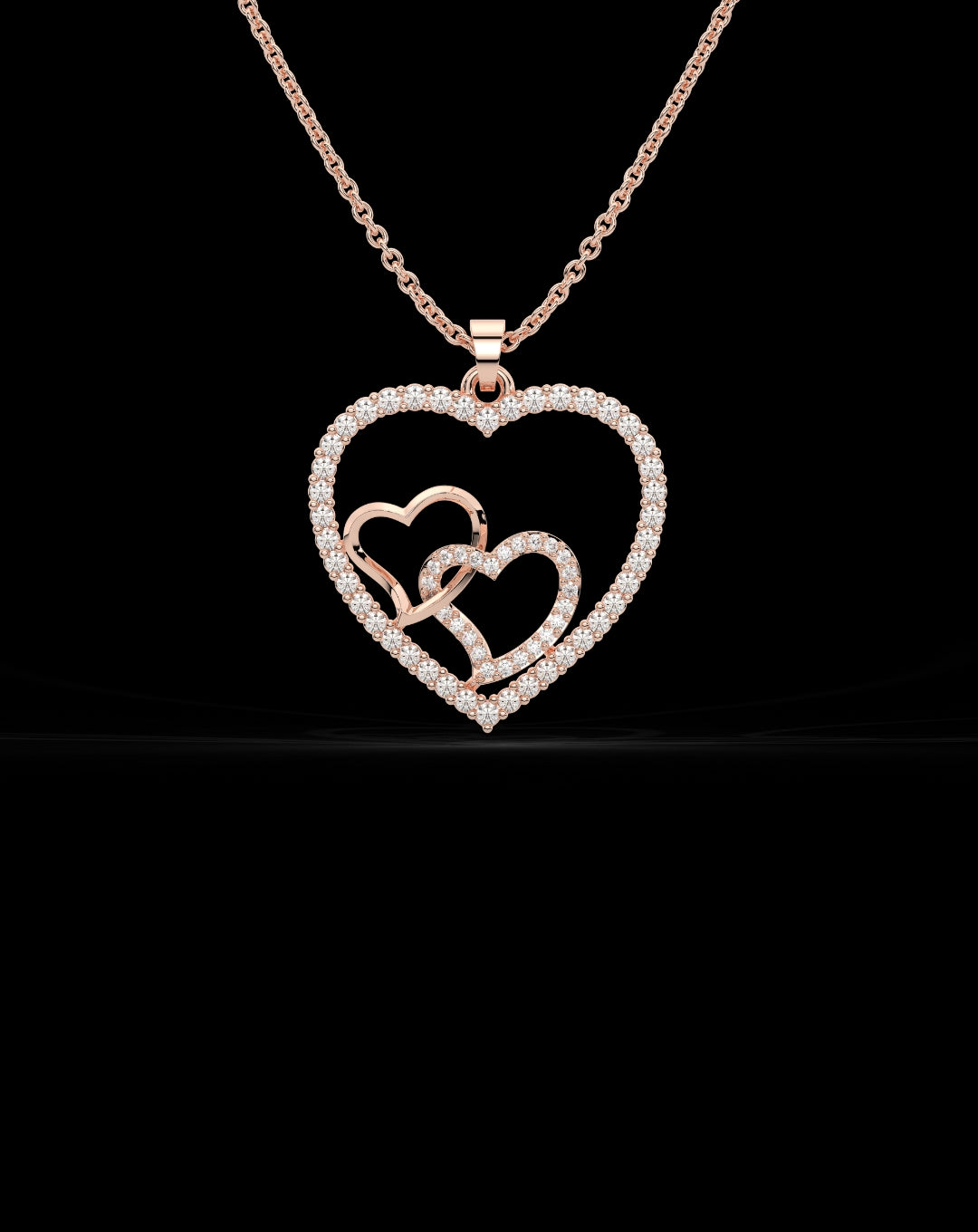 Double Heart 925 Sterling silver Necklace