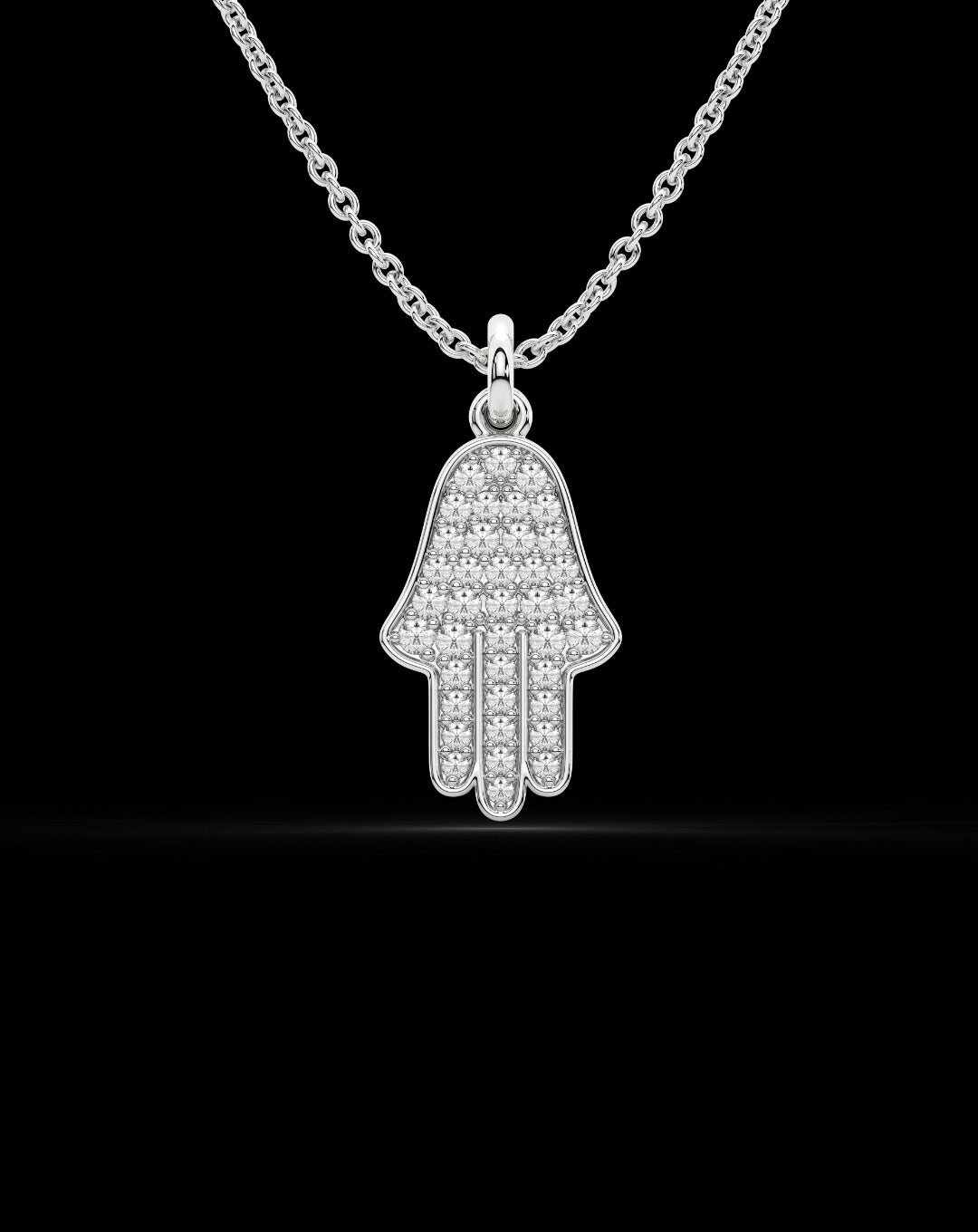 Hamsa Hand Diamond Necklace 925 Sterling silver