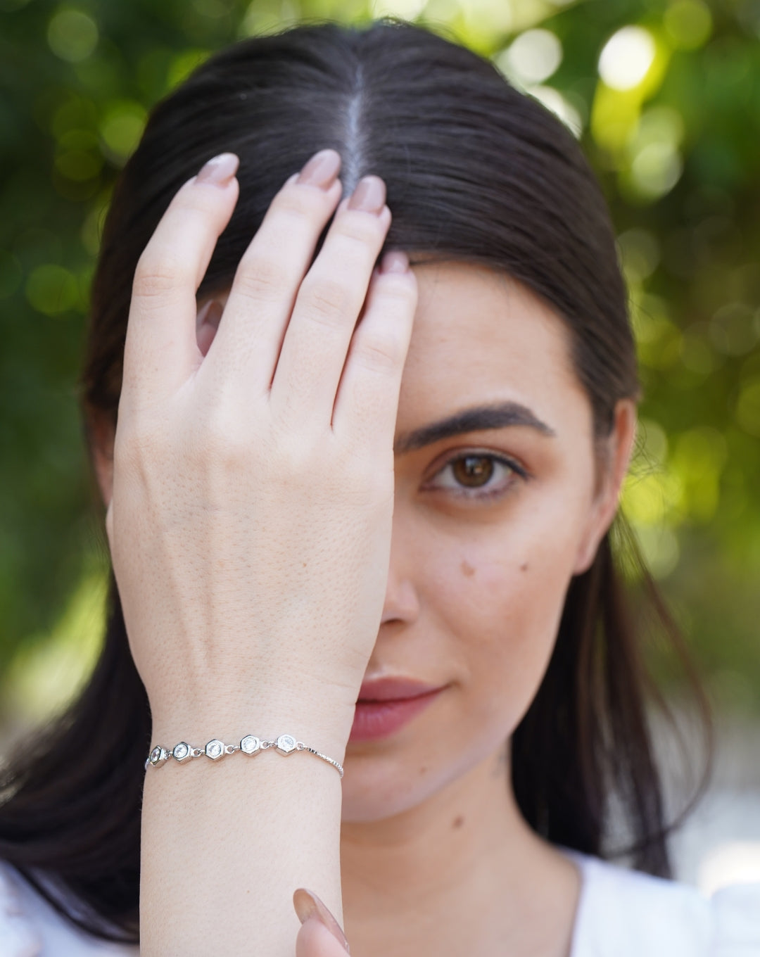 Silver Hexagon Diamond Bracelet