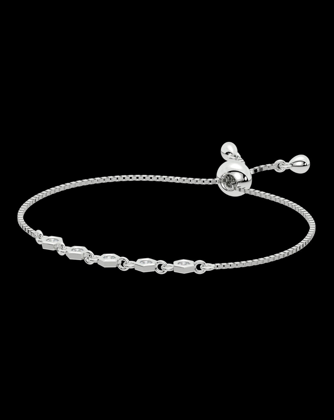 Silver Hexagon Diamond Bracelet