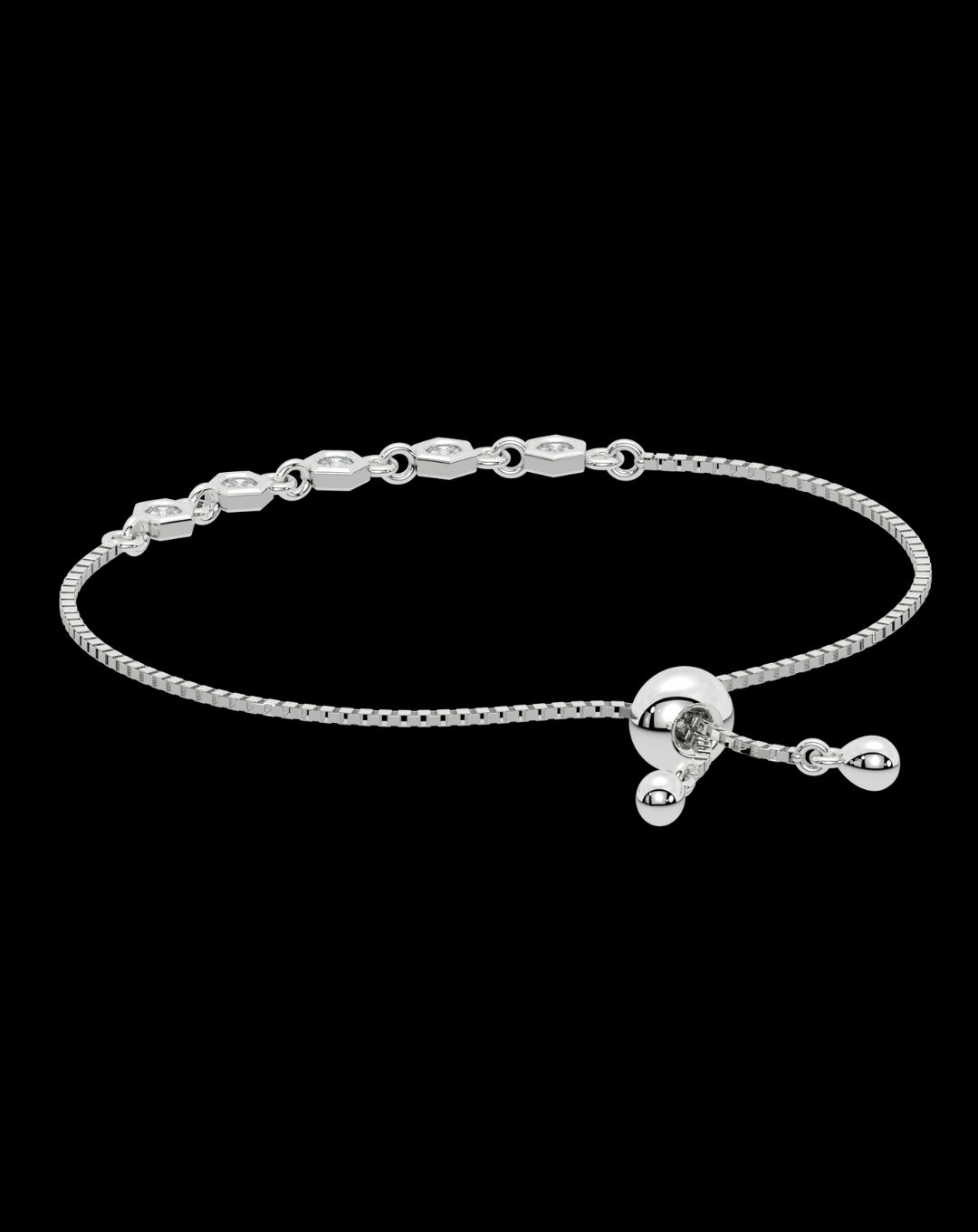 Silver Hexagon Diamond Bracelet