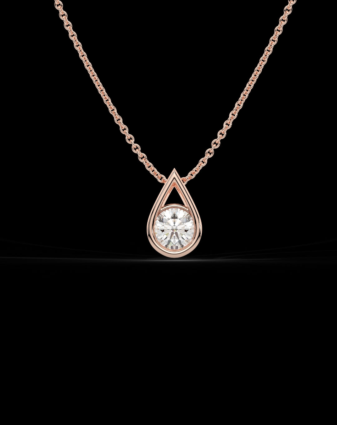 Solitaire Pear Diamond 925 Sterling silver Necklace