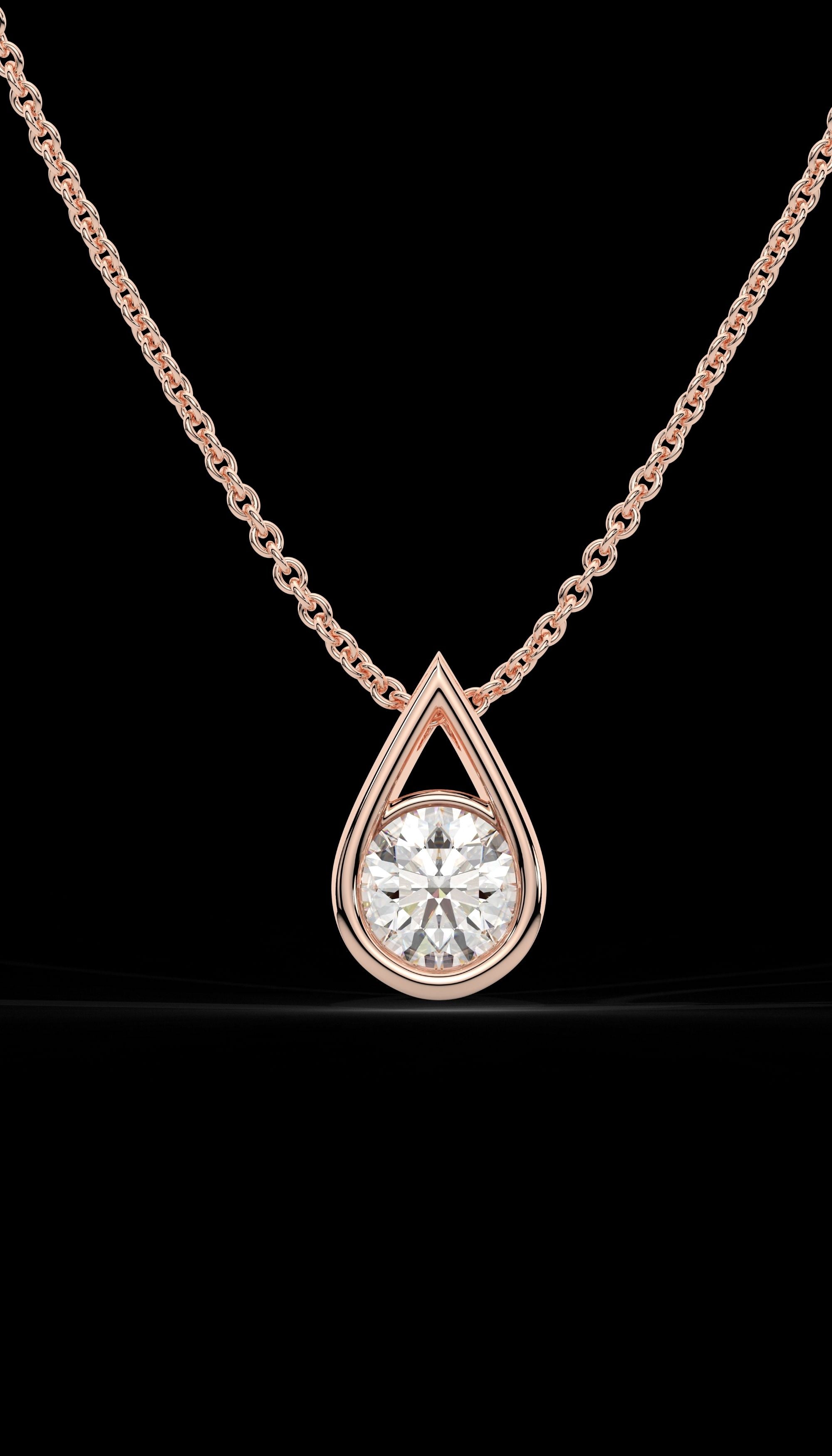 Solitaire Pear Diamond 925 Sterling silver Necklace