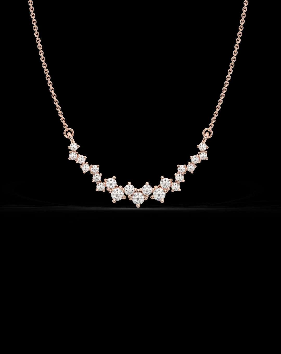 Simulated diamond 925 Sterling silver Zigzag Necklace