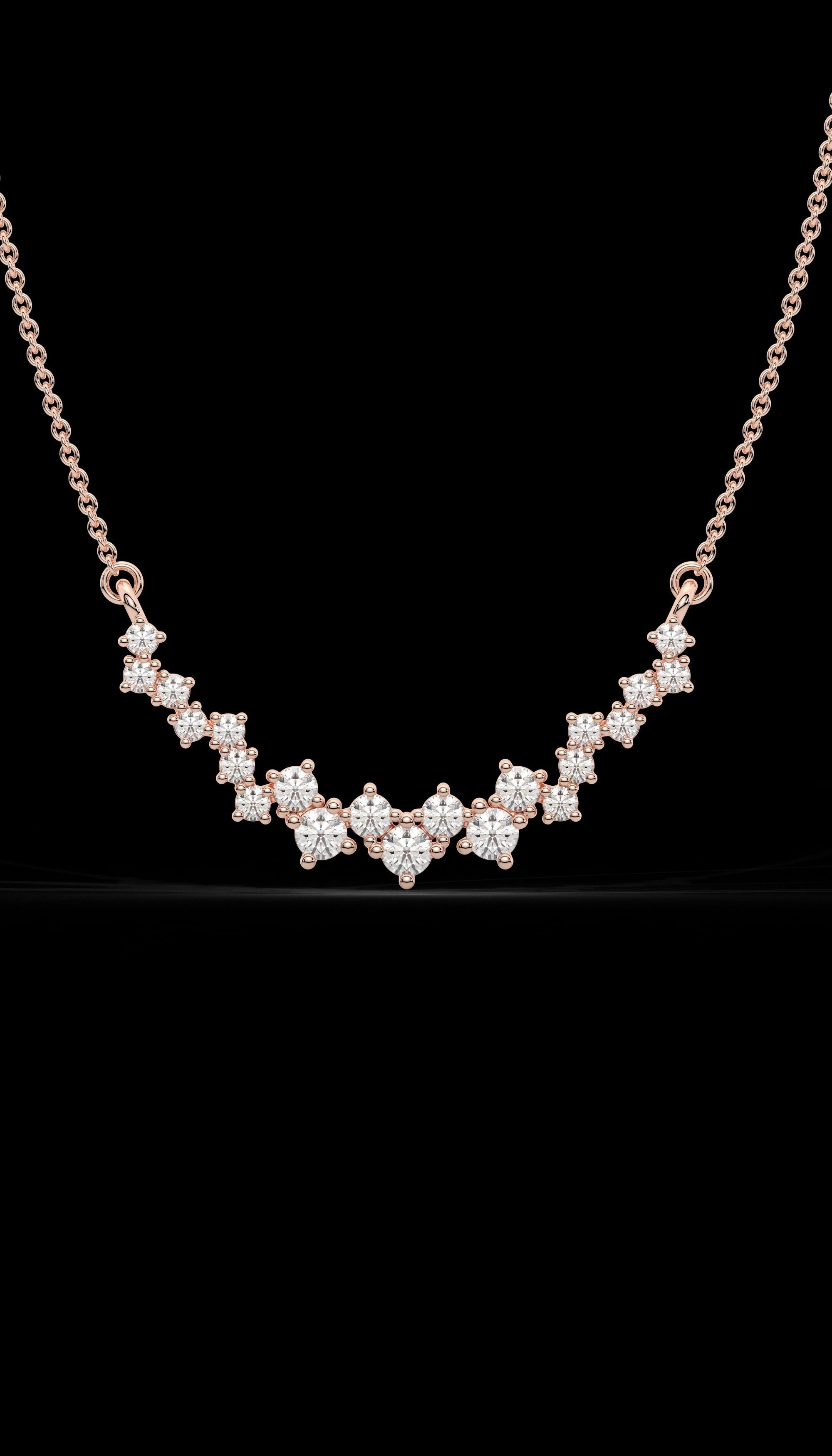 Rose Gold Zigzag Necklace For Women|925 Sterling Silver|Swiss Zircon