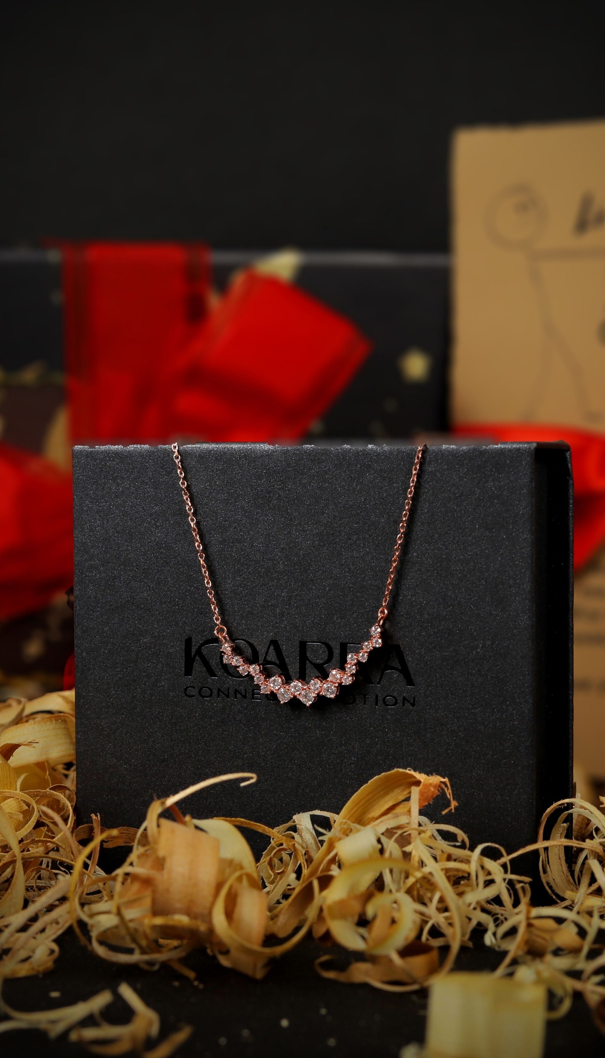 Rose Gold Zigzag Necklace For Women|925 Sterling Silver|Swiss Zircon