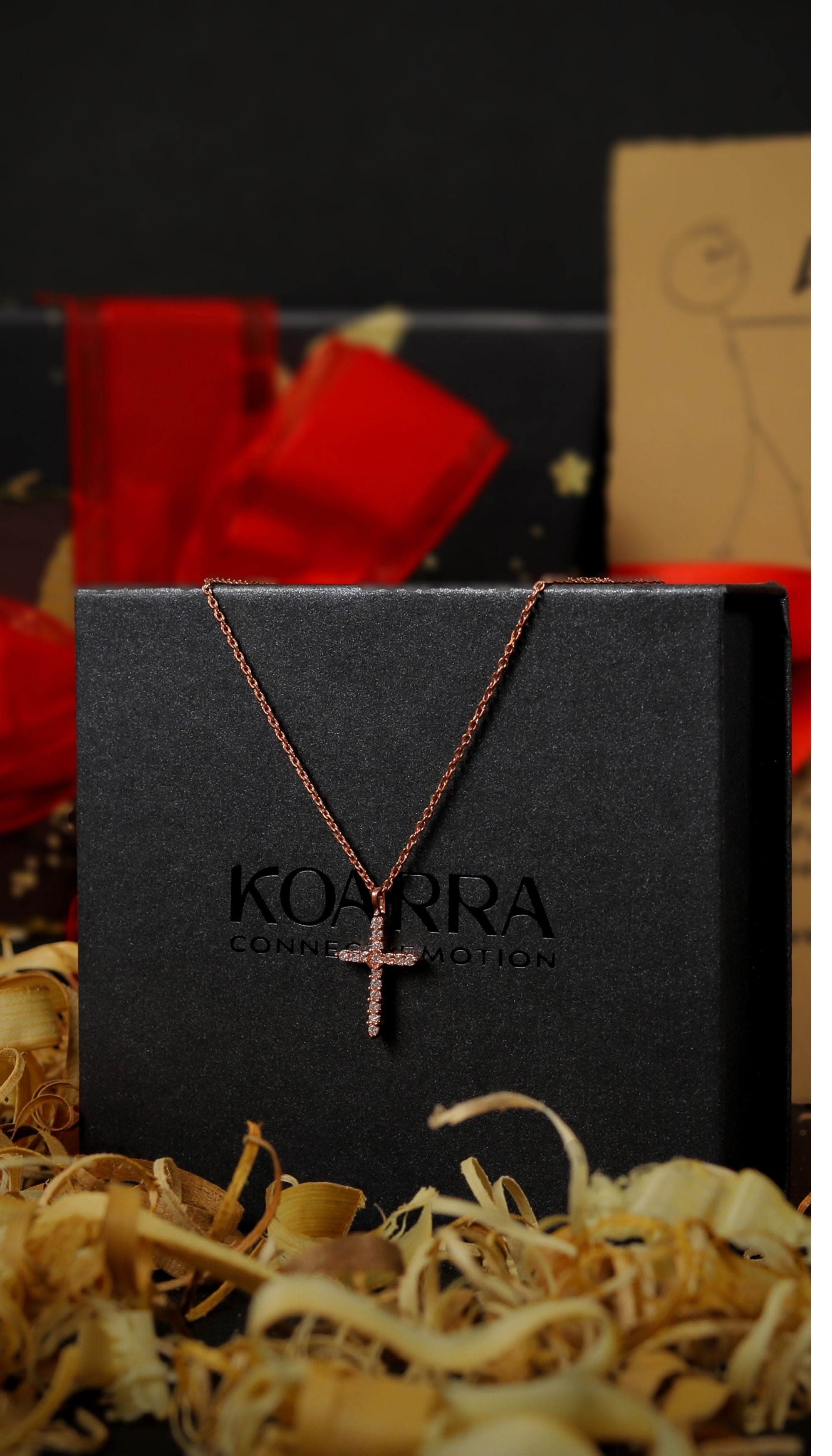 Rose Gold Cross Christian Pendant Necklace for Women -  925 Sterling Silver