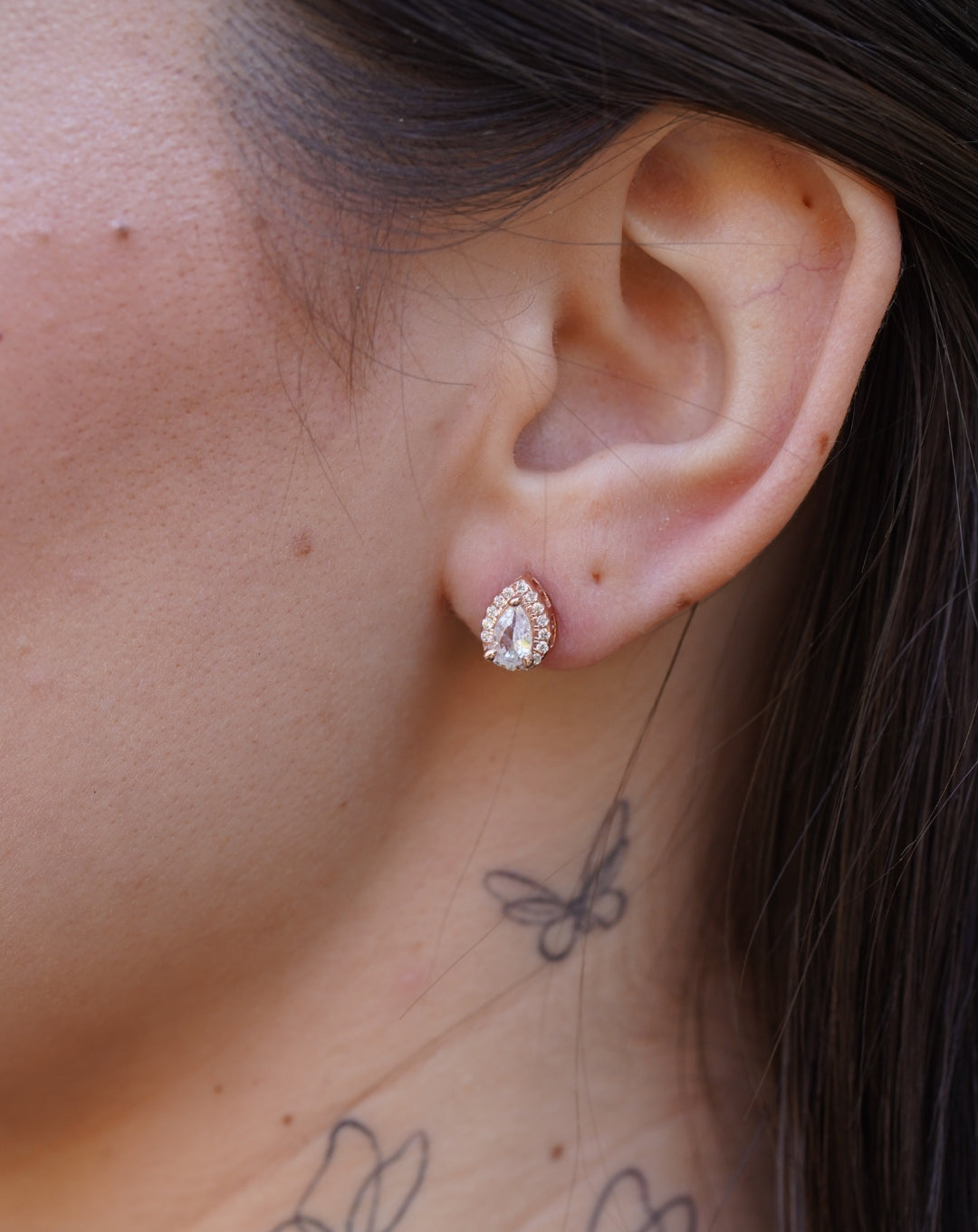 Silver 925 Pear Stud Rose Gold