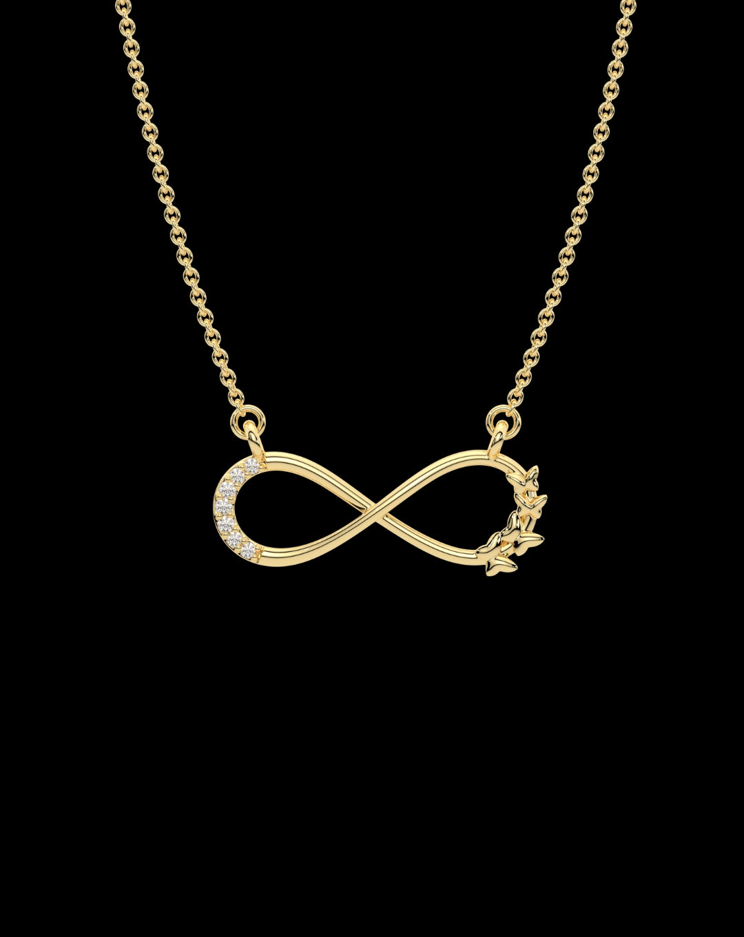 Infinity Butterfly Necklace 925 Silver Yellow Gold