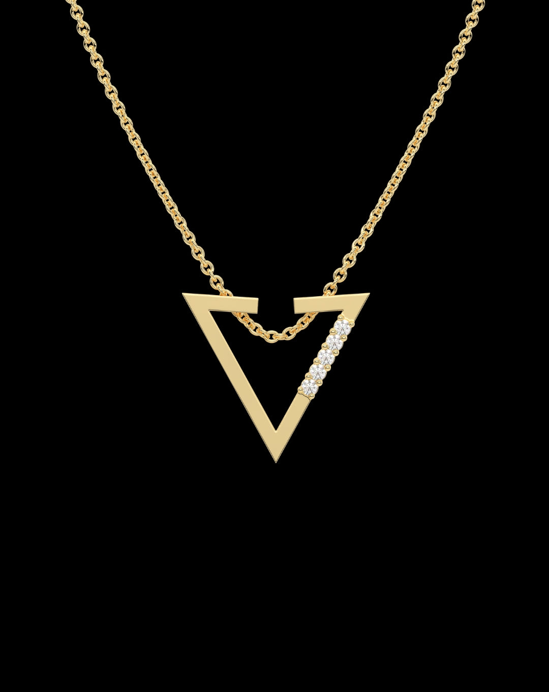Triangle Chevron Necklace 925 Sterling Silver Yellow gold
