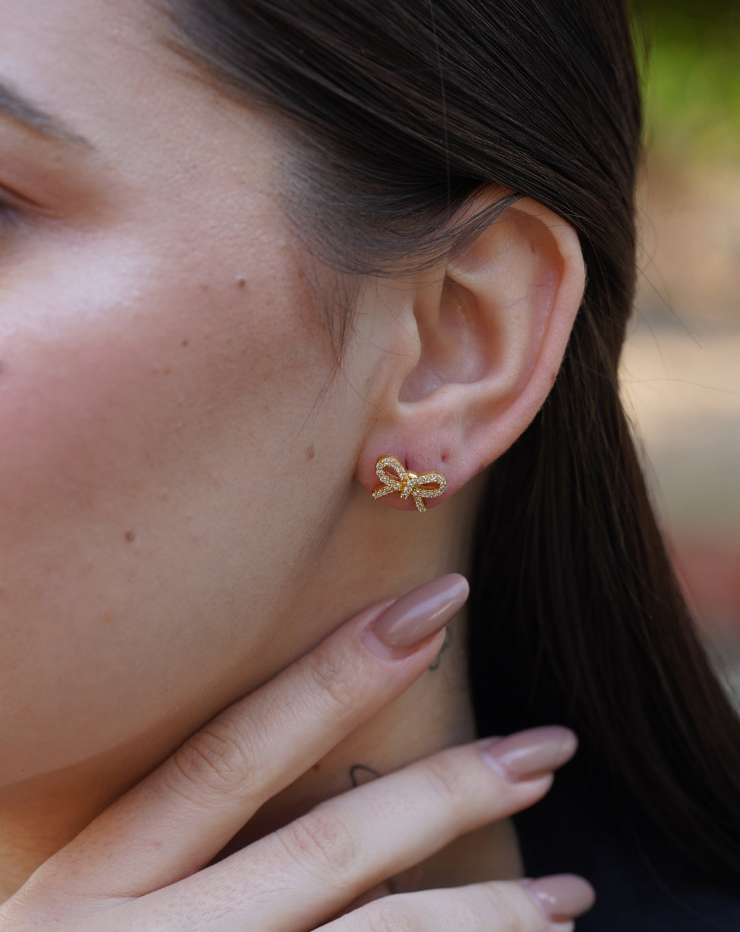 Sterling Silver Bow Butterfly Earring Yellow Gold