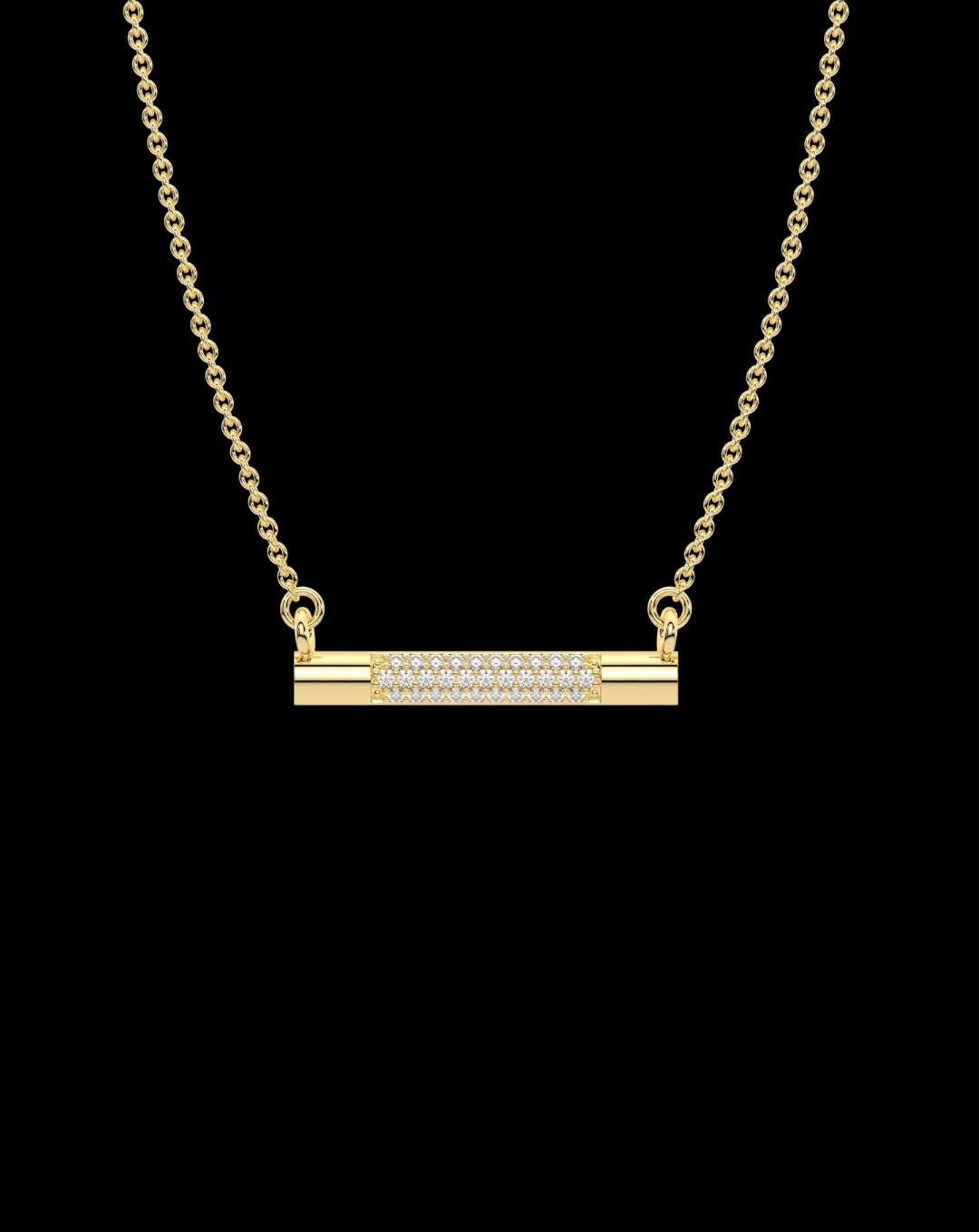 Diamond Bar 925 Sterling Silver Necklace Yellow Gold