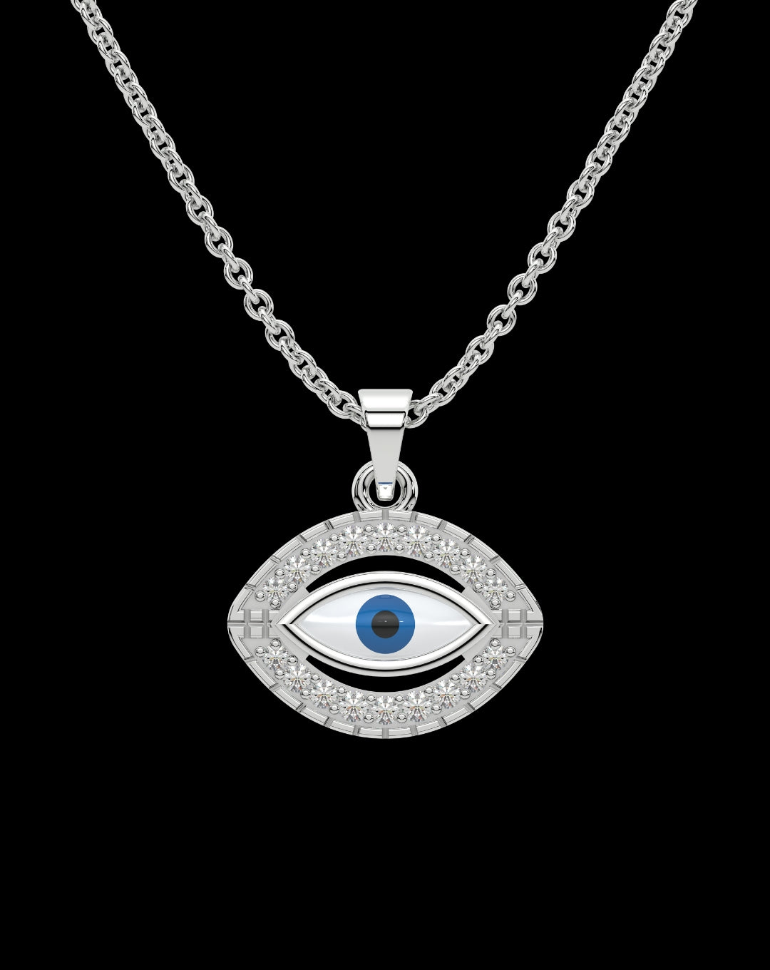 Evil Eye Diamond Necklace 925 Silver