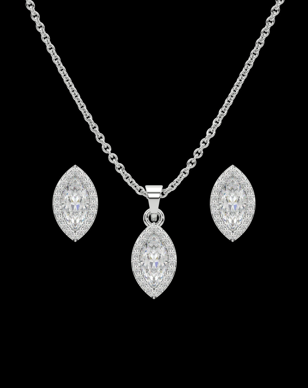 925 Sterling Silver Marquise Set