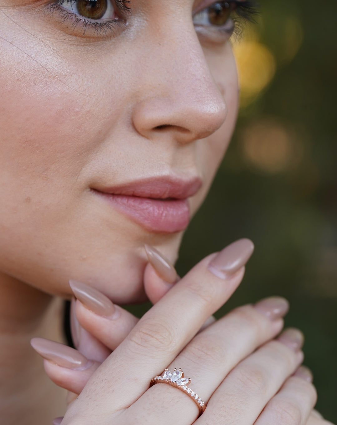 Three Pear Crown Ring 925 Silver