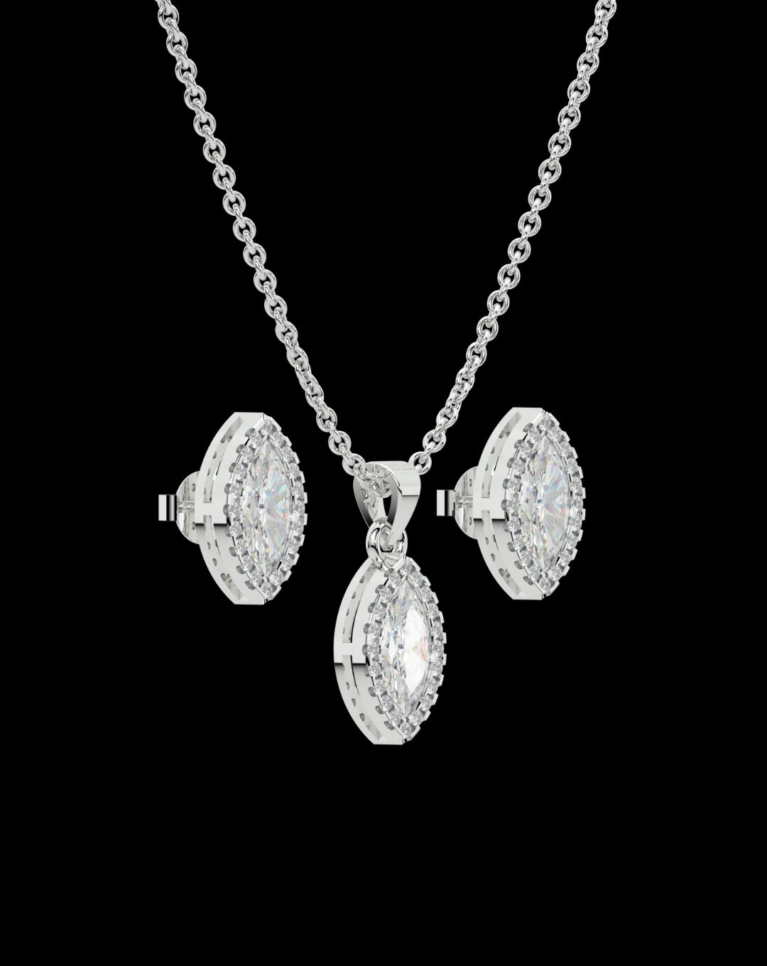 925 Sterling Silver Marquise Set