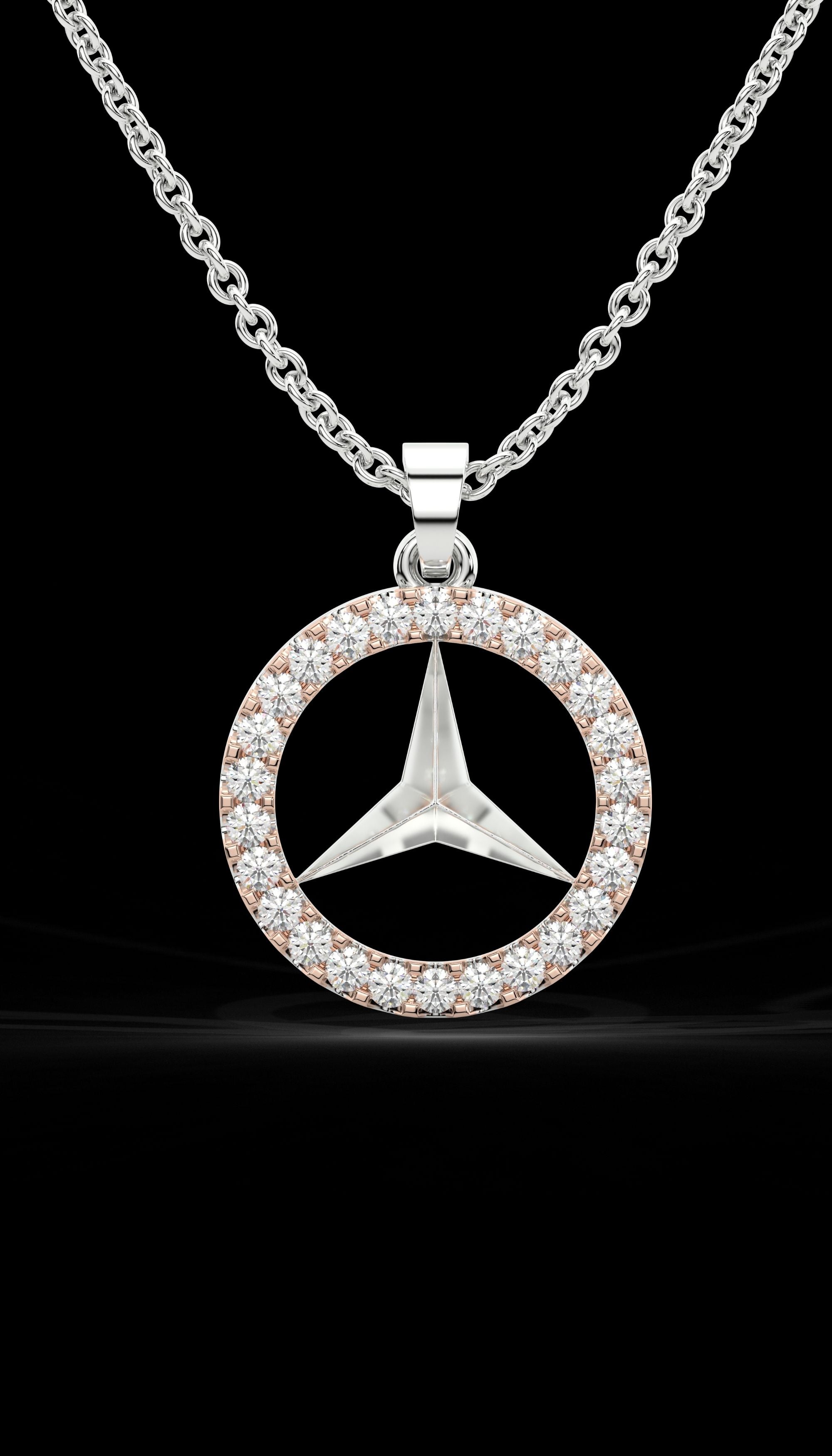 Star in Round Swiss Zircon Diamond 925 Sterling Silver Necklace