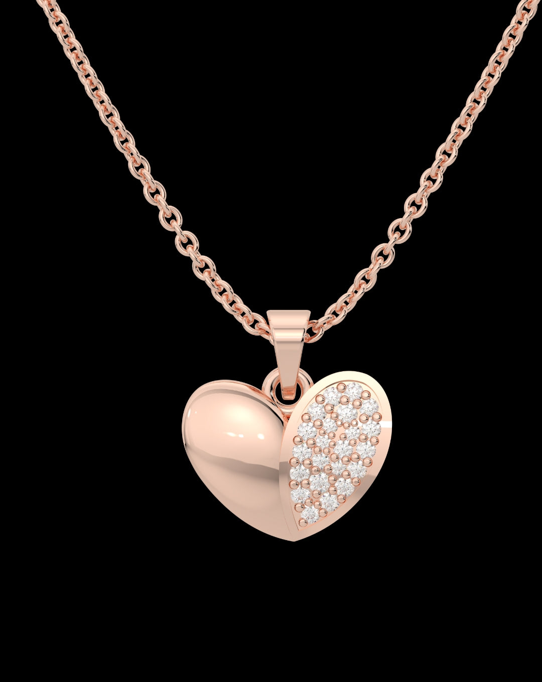 Silver Love Heart Diamond Pendant