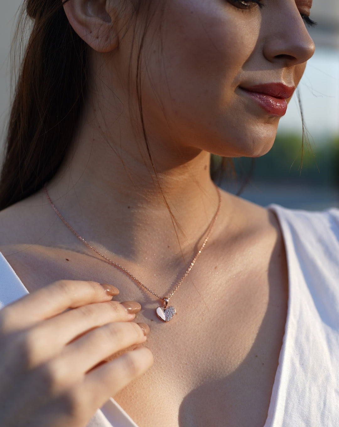 Silver Love Heart Diamond Pendant