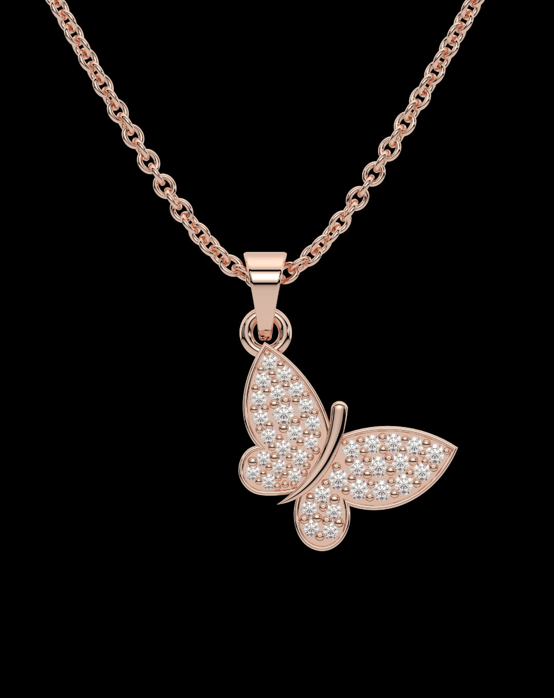 Sterling Silver Butterfly Diamond Pendant