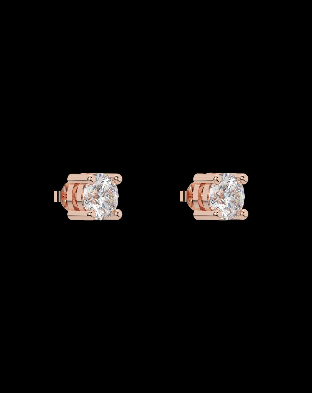 925 Silver Solitaire Earring Rose Gold