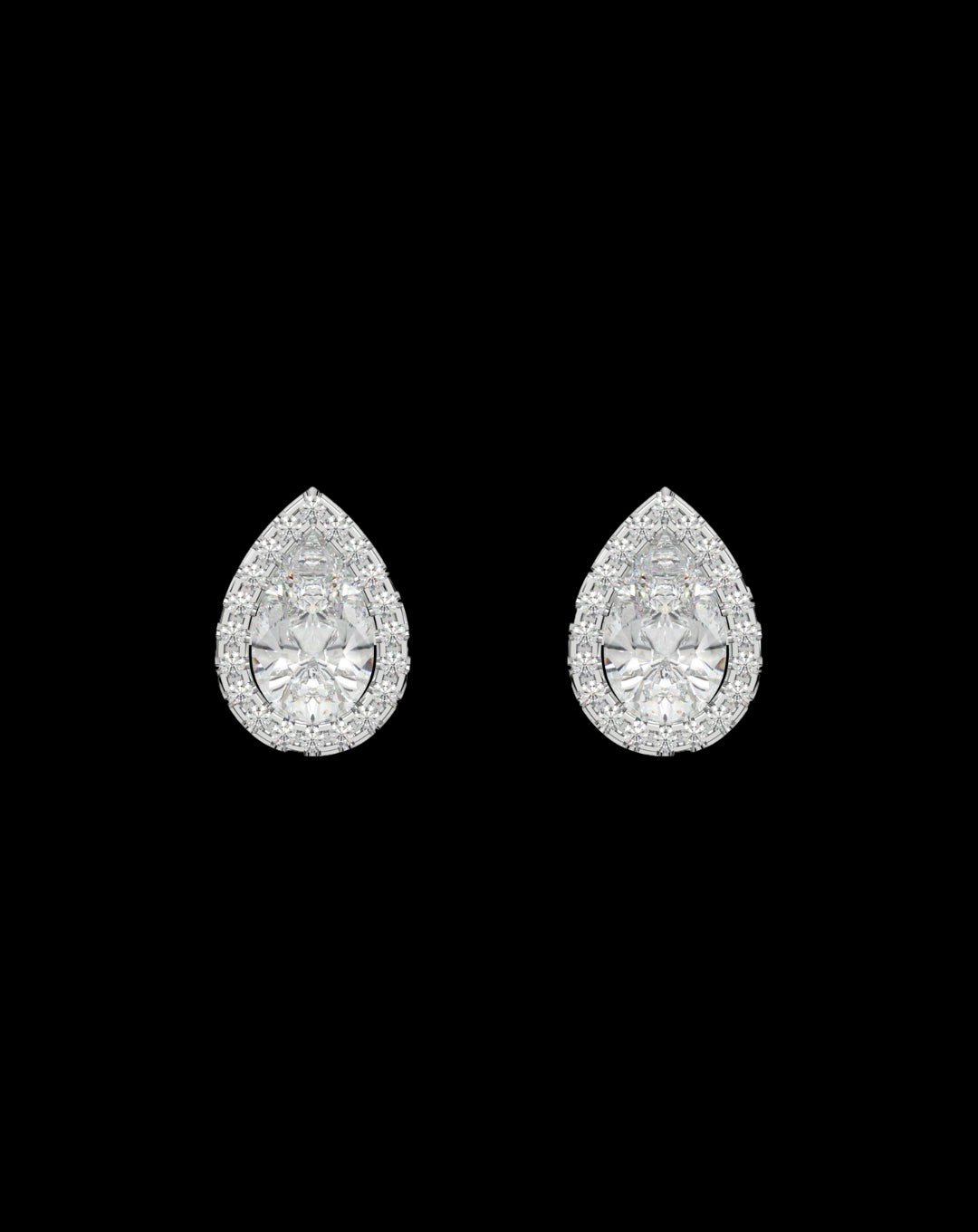 925 Silver Pear Diamond Earring