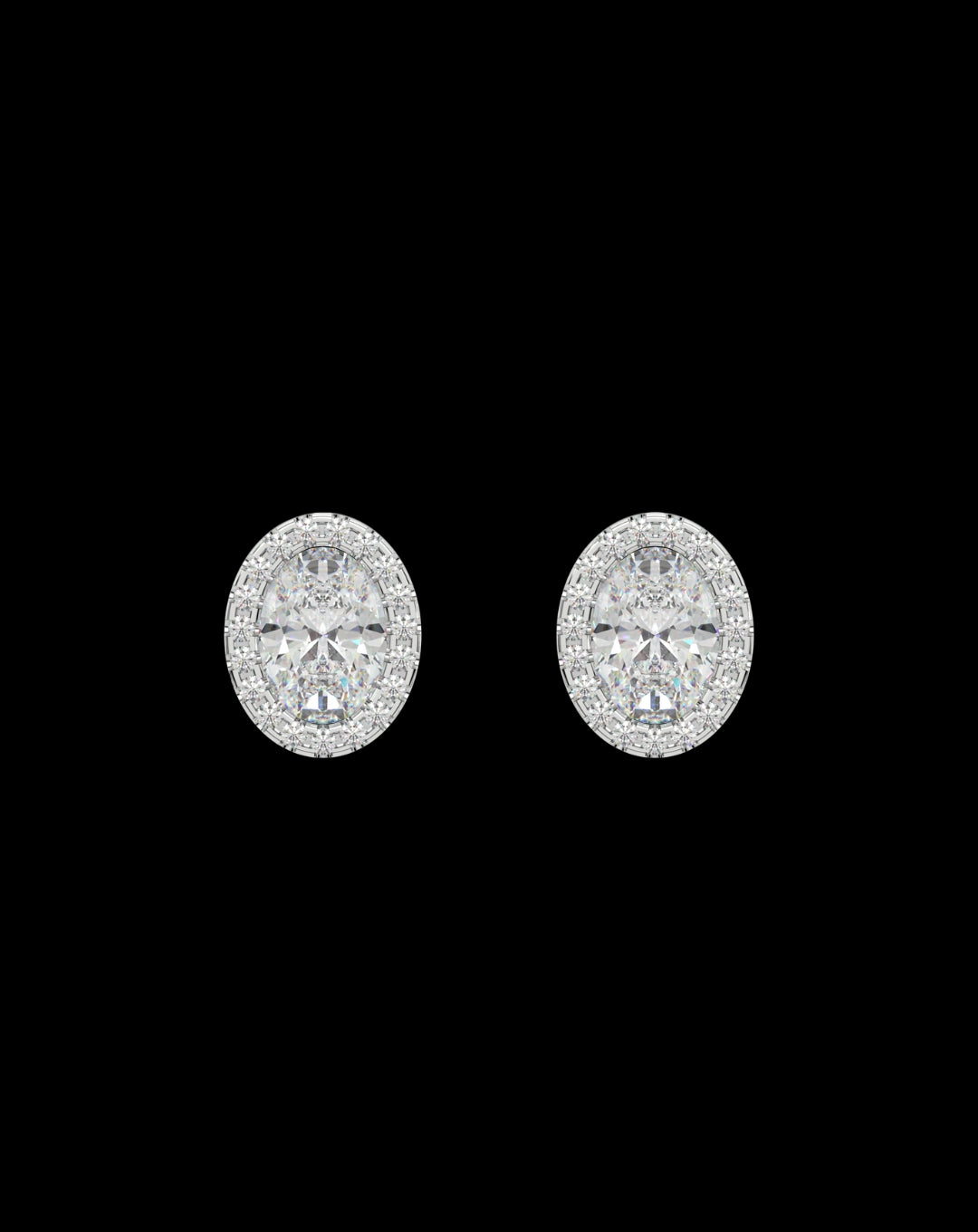 925 Sterling Silver Oval Diamond Earring