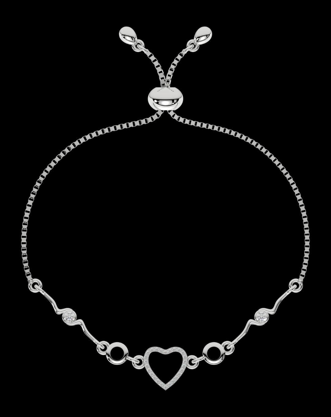 Silver 925 Round Heart Bracelet