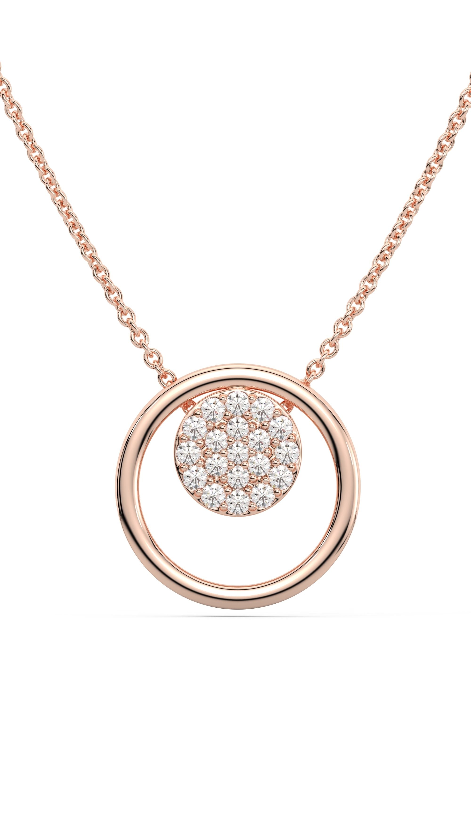 Diamond Circle in Circle Necklace for Women|925 Sterling Silver|Swiss Zircon