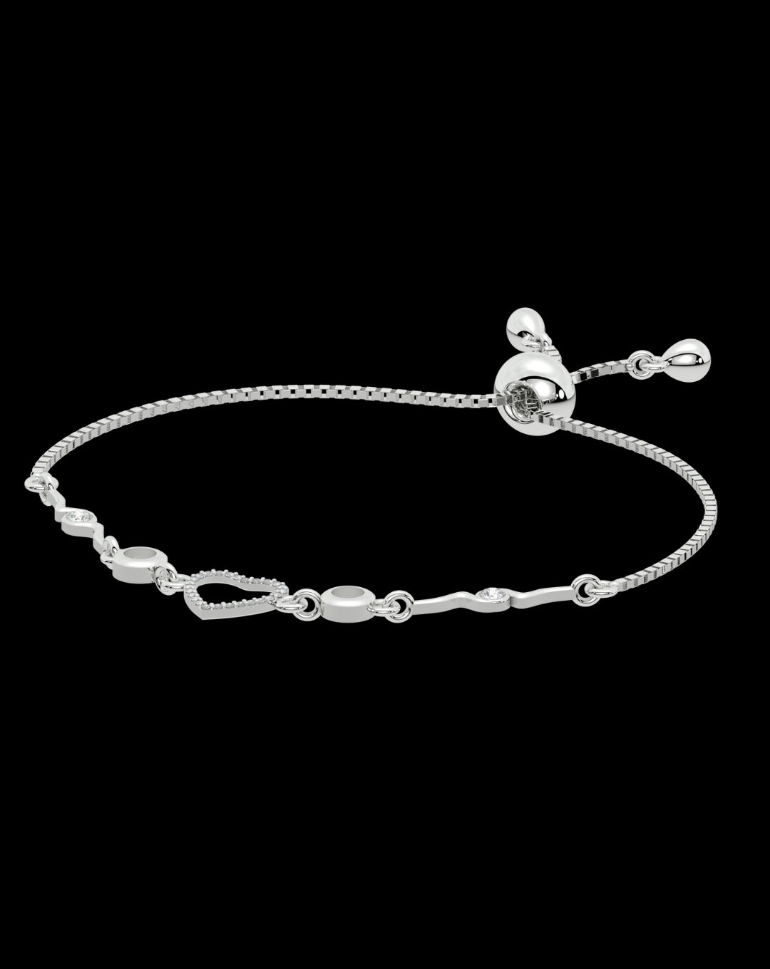 Silver 925 Round Heart Bracelet