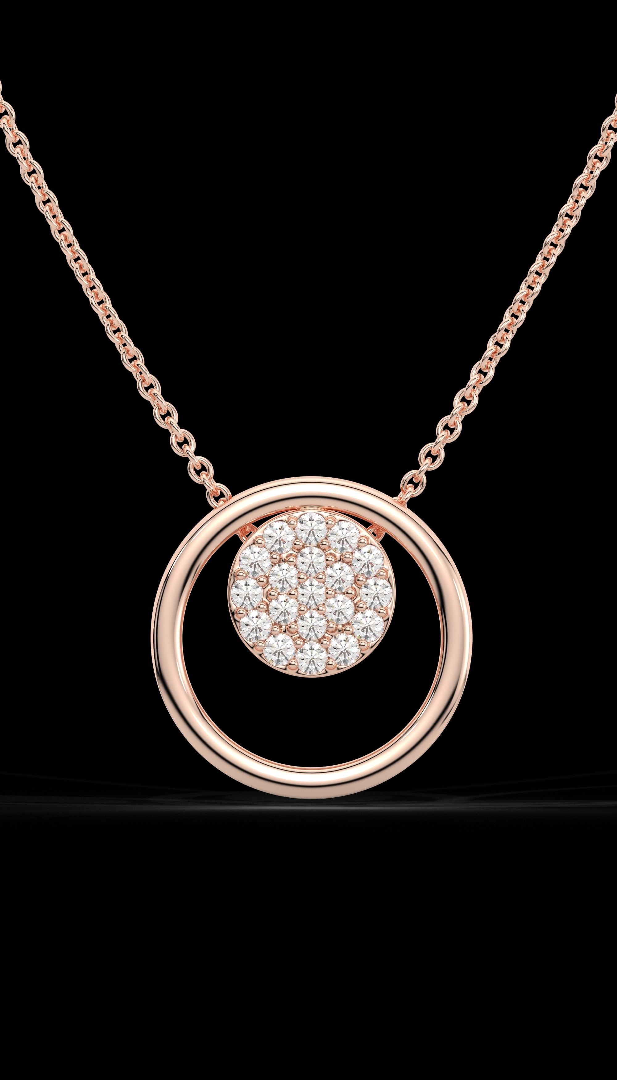 Diamond Circle in Circle Necklace for Women|925 Sterling Silver|Swiss Zircon