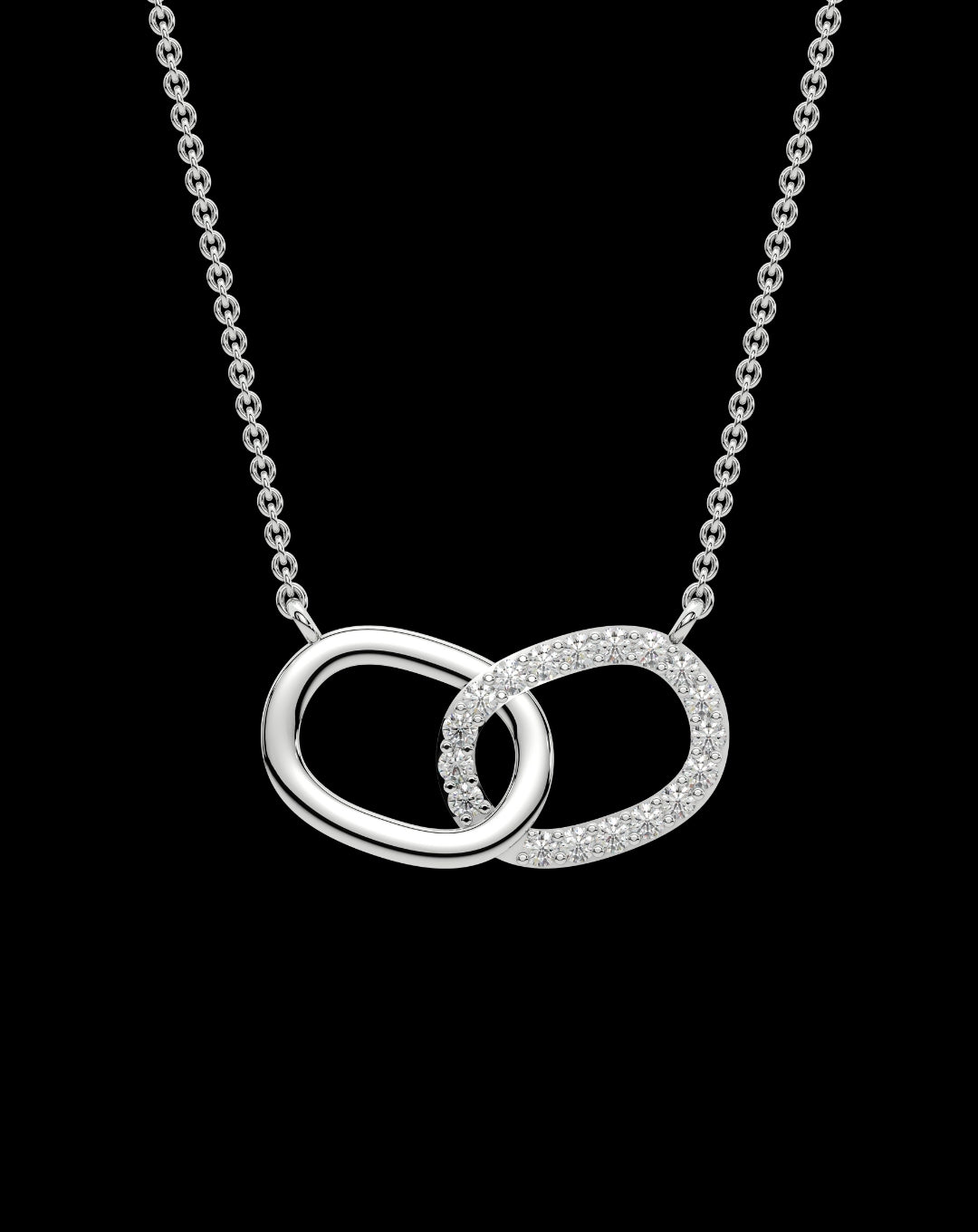 Connected Diamond Round Necklace 925 Silver