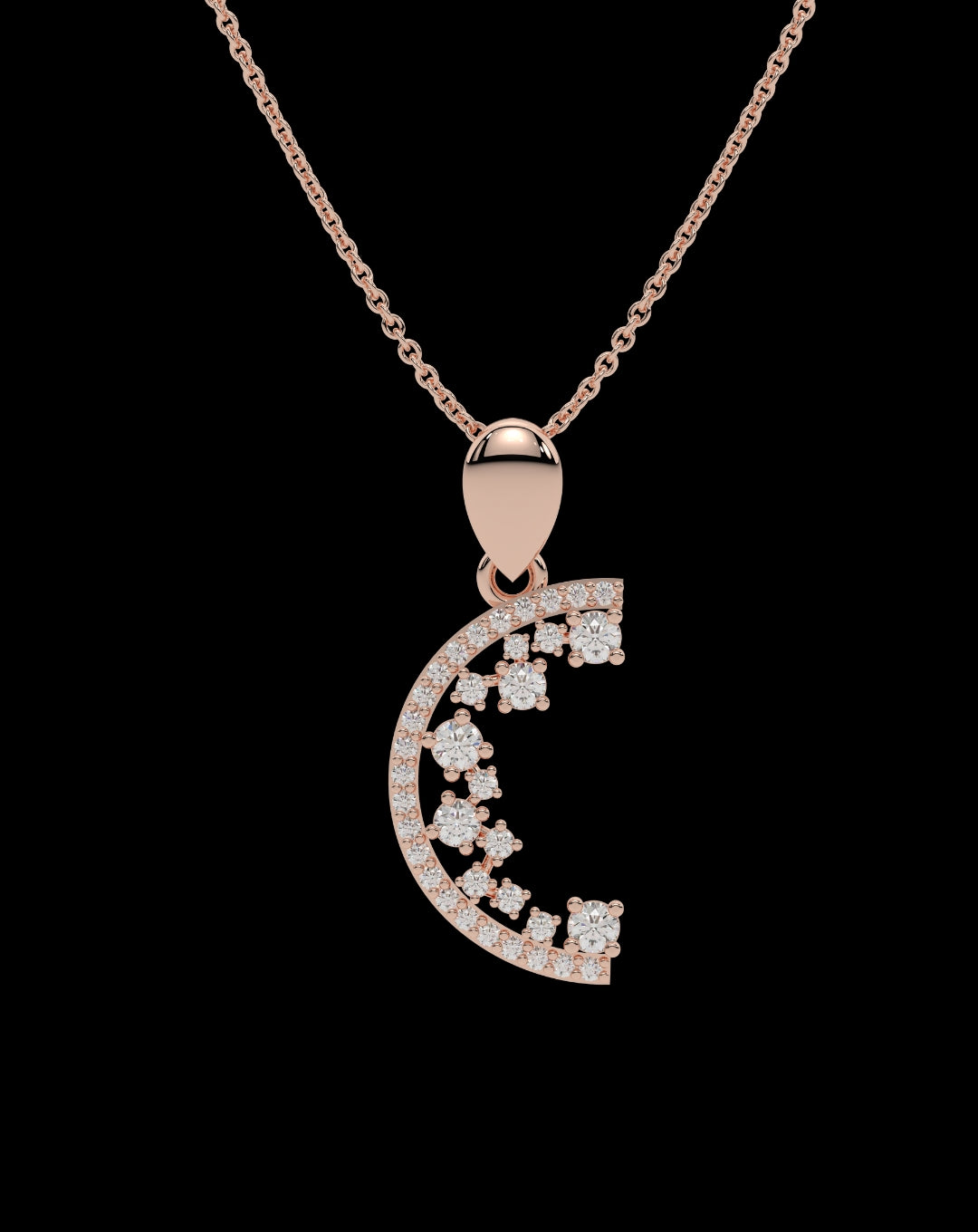 Half Moon Diamond Necklace 925 Silver
