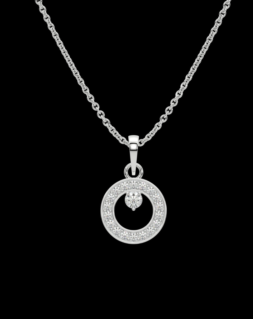 Circle Dot Diamond Pendant 925 Silver