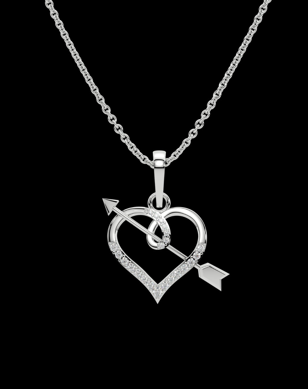 Lovely Arrow Heart Necklace 925 Silver