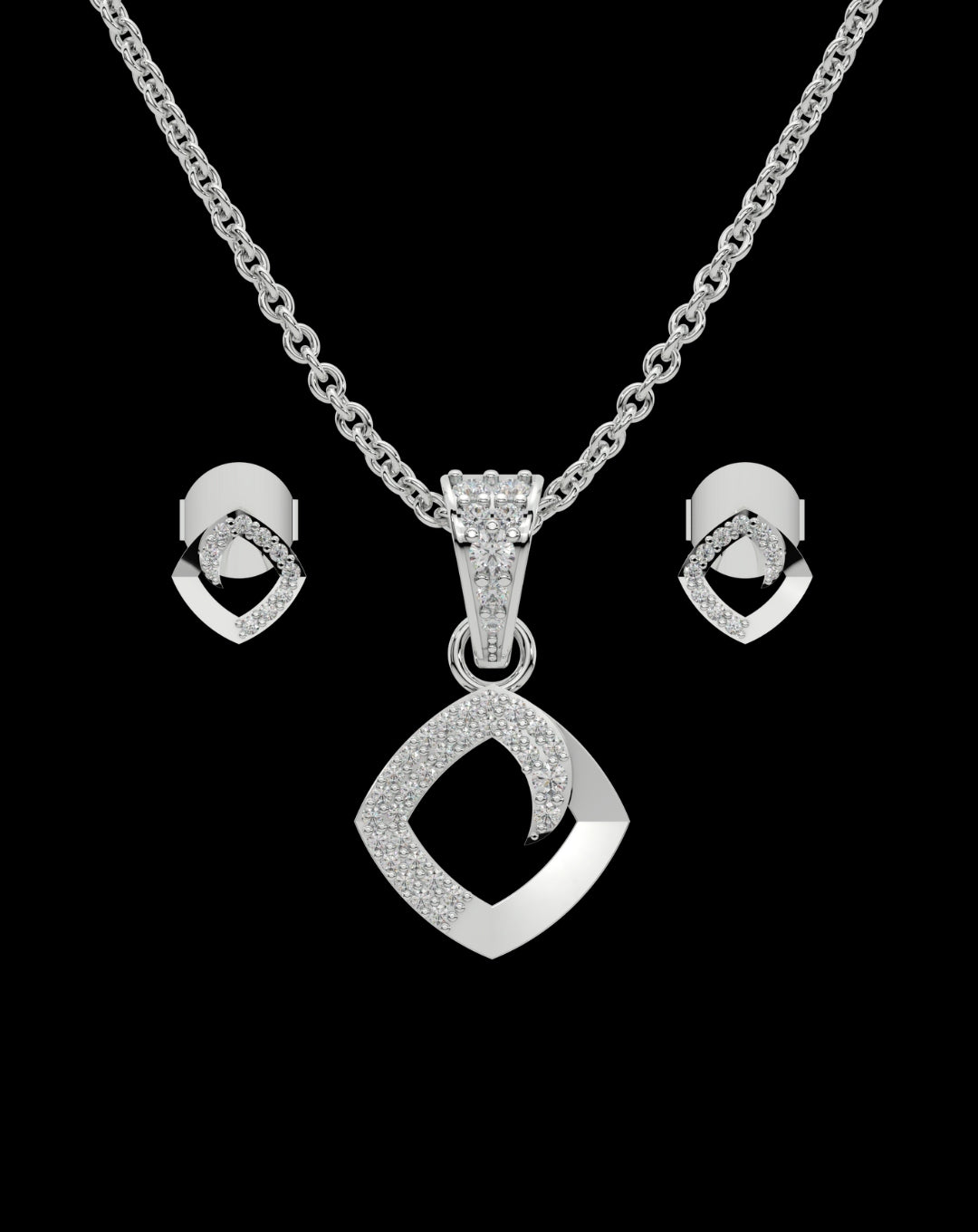 Square Jewelry Set-925 Sterling Silver