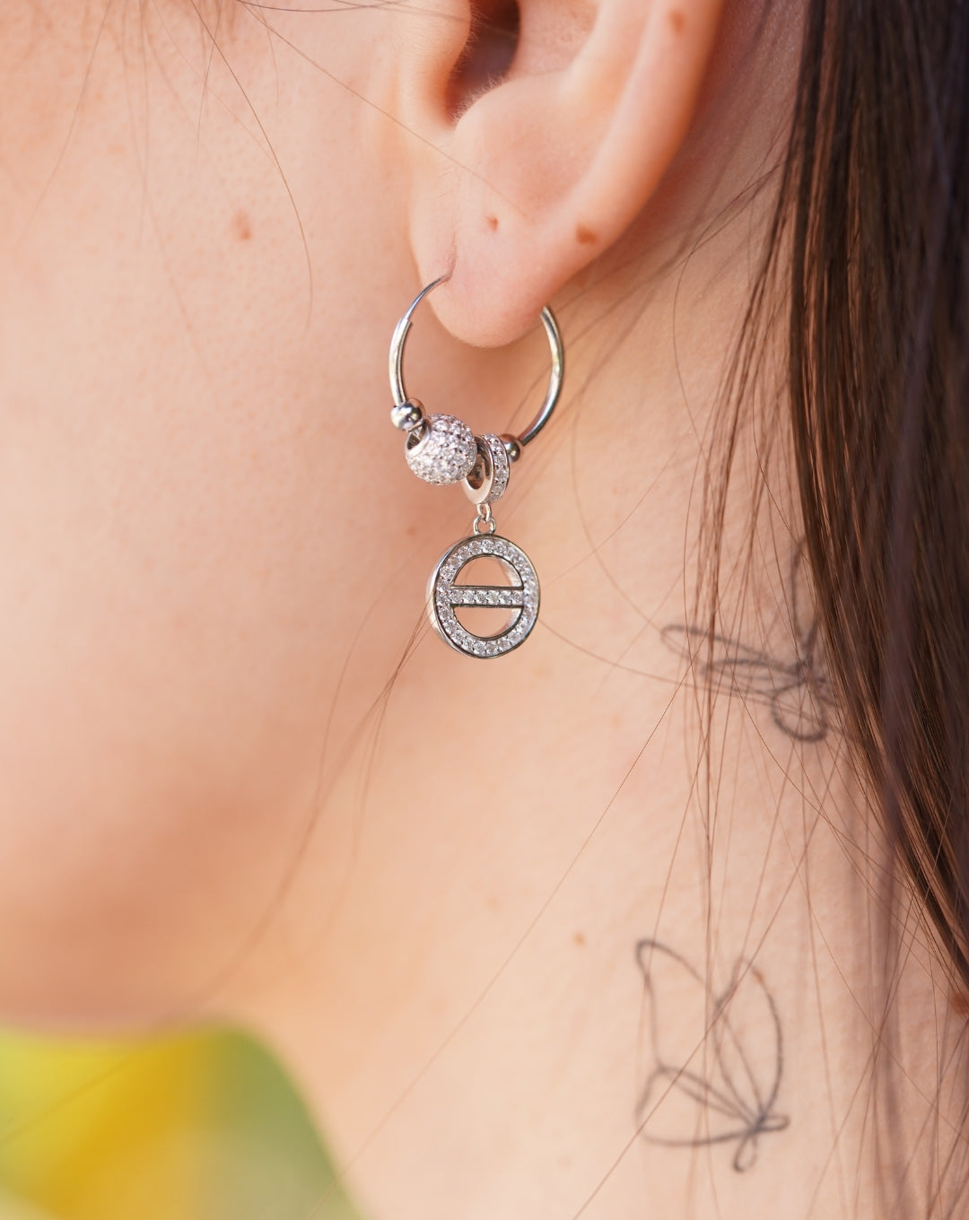 Silver Round Line Latkan Earring