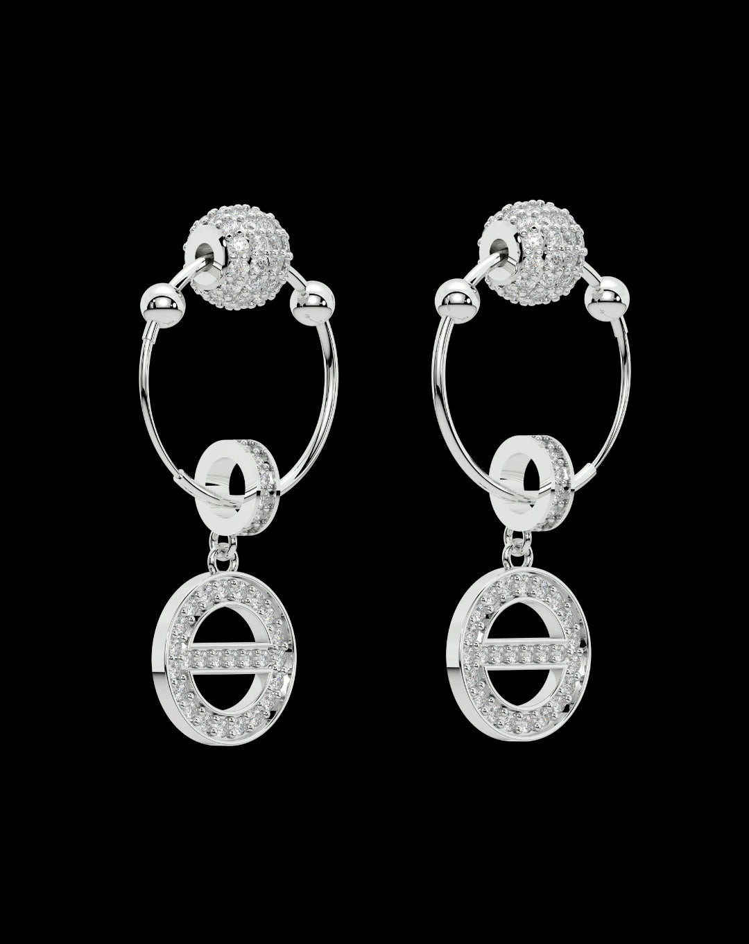 Silver Round Line Latkan Earring