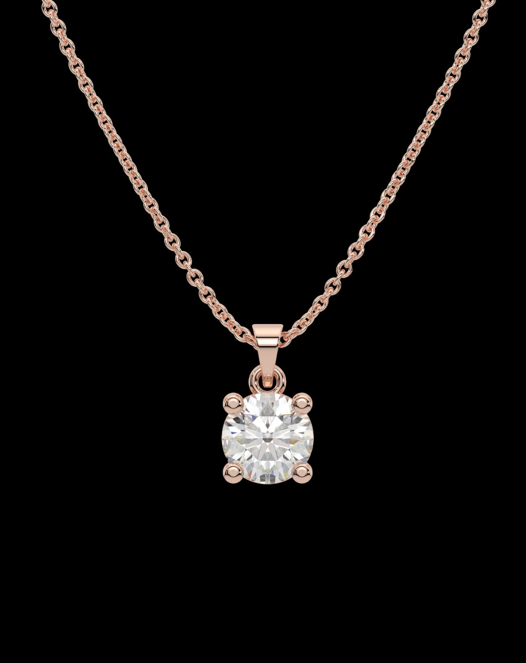 Solitaire Necklace Rose Gold 925 Silver