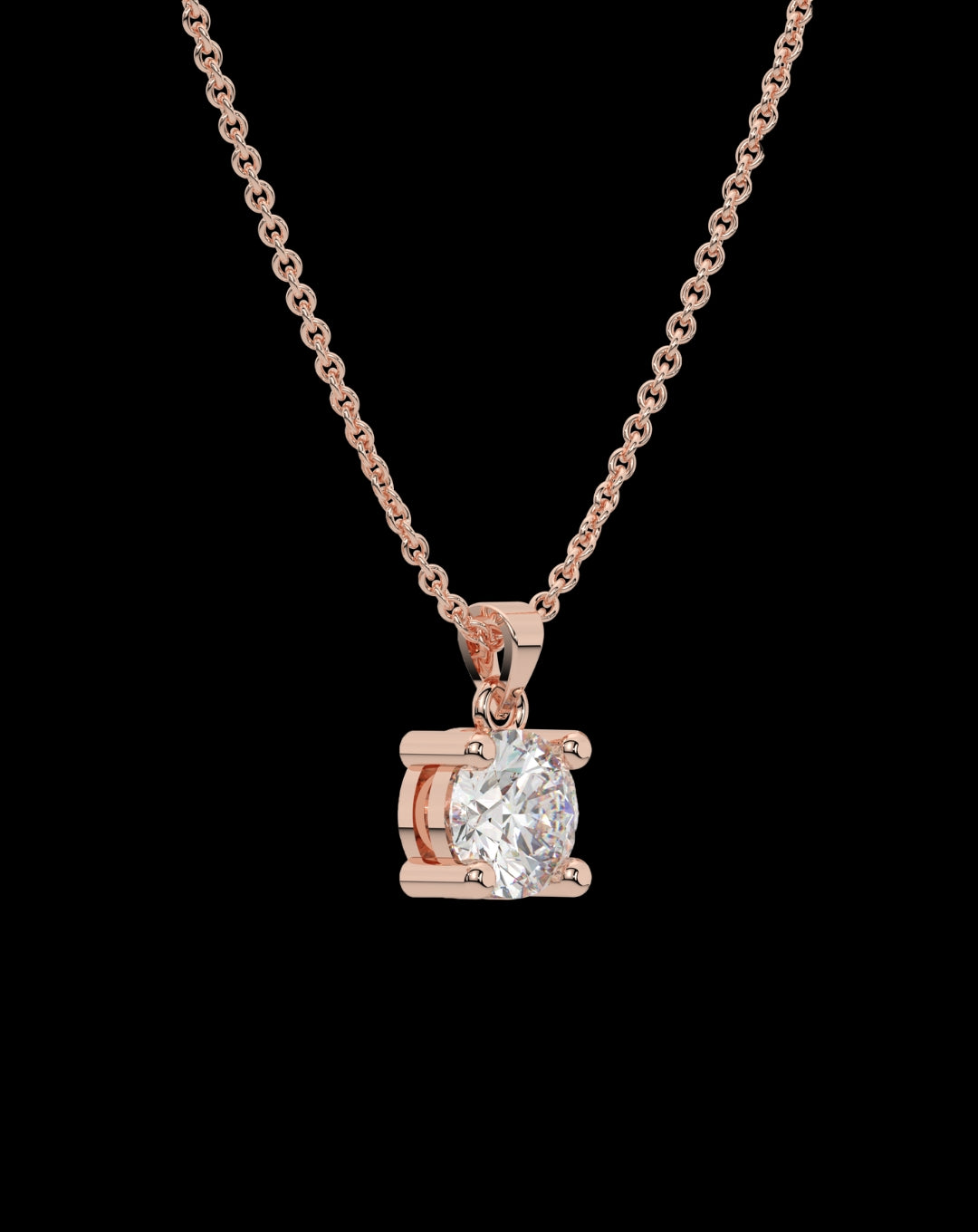 Solitaire Necklace Rose Gold 925 Silver