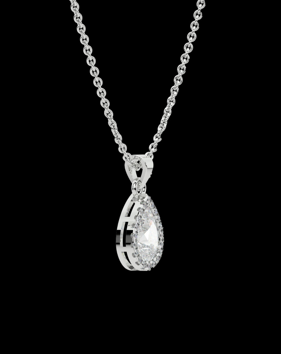 Pear Diamond Pendant 925 Silver