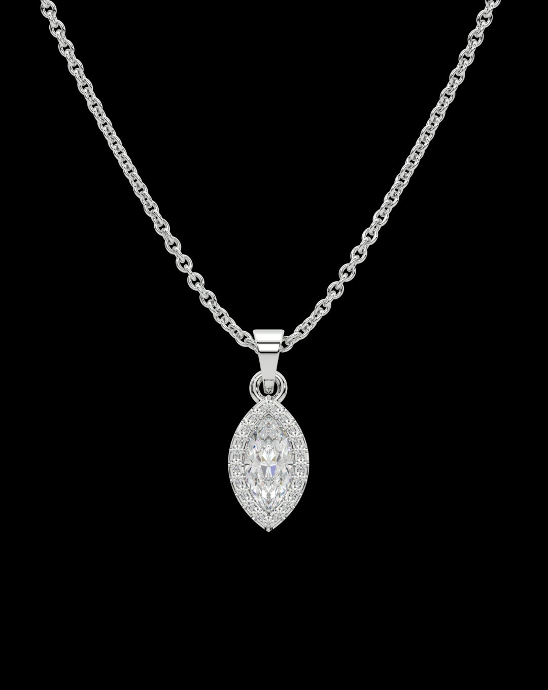 925 Sterling Silver Marquise Pendant