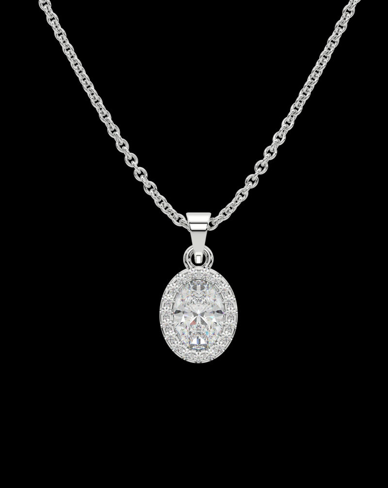 Silver Oval Diamond Necklace