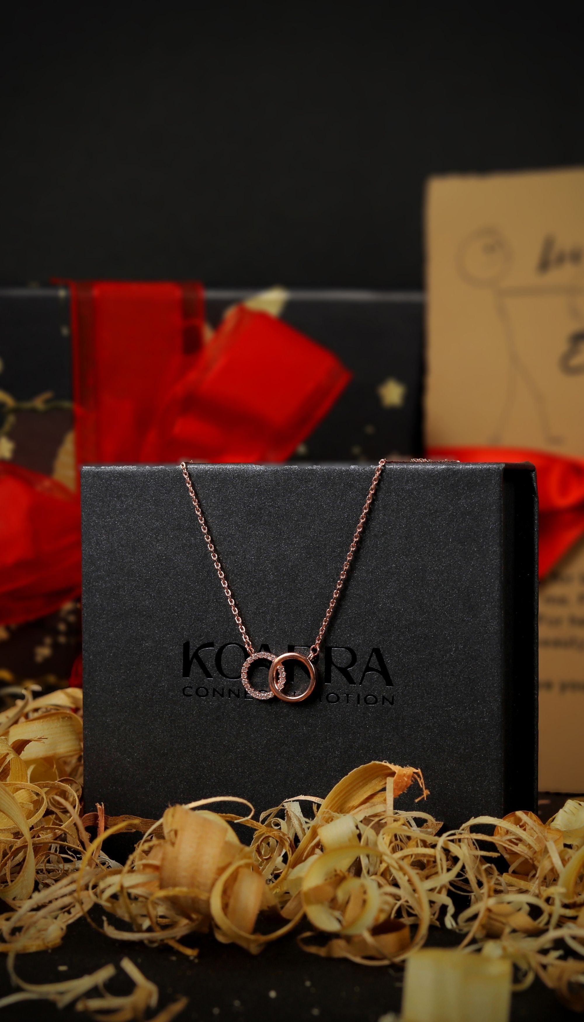 Round Interlocked Rose Gold Necklace for Women -  925 Sterling Silver Necklace