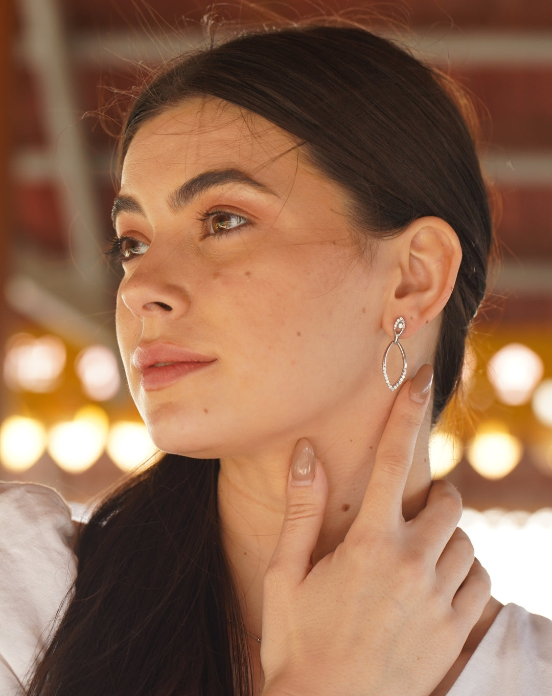 Silver Leaf Line Latkan Earring