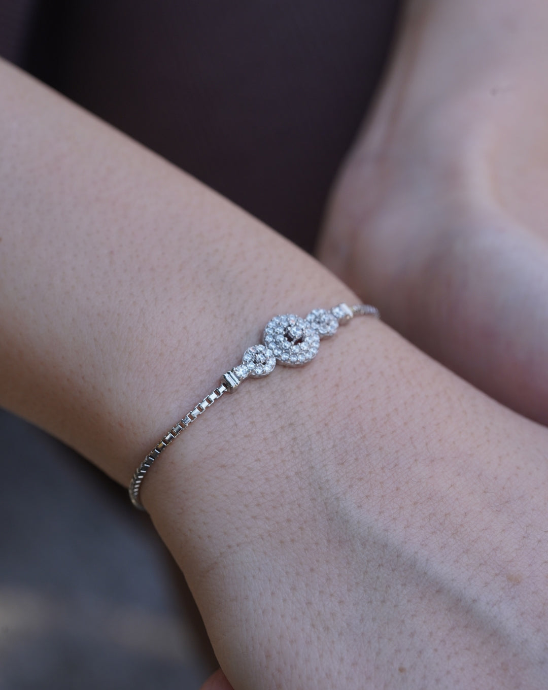 Sterling Silver Round Diamond Line Bracelet