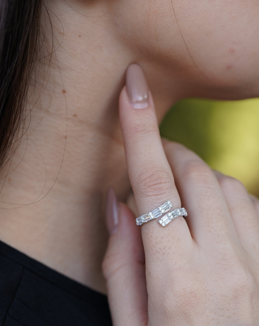 Silver Beautiful Baguette Joint Ring