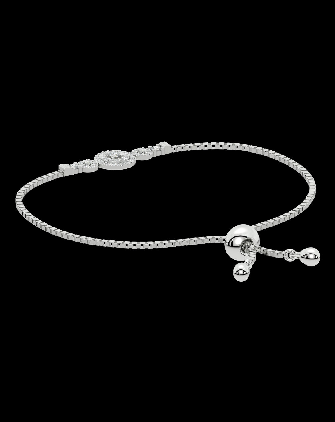 Sterling Silver Round Diamond Line Bracelet